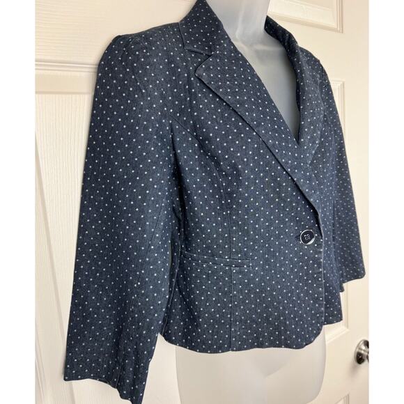 Cynthia Rowley Small Blue Polka Dot Denim Blazer, Sz: M, 48-0038 - Picture 2 of 14